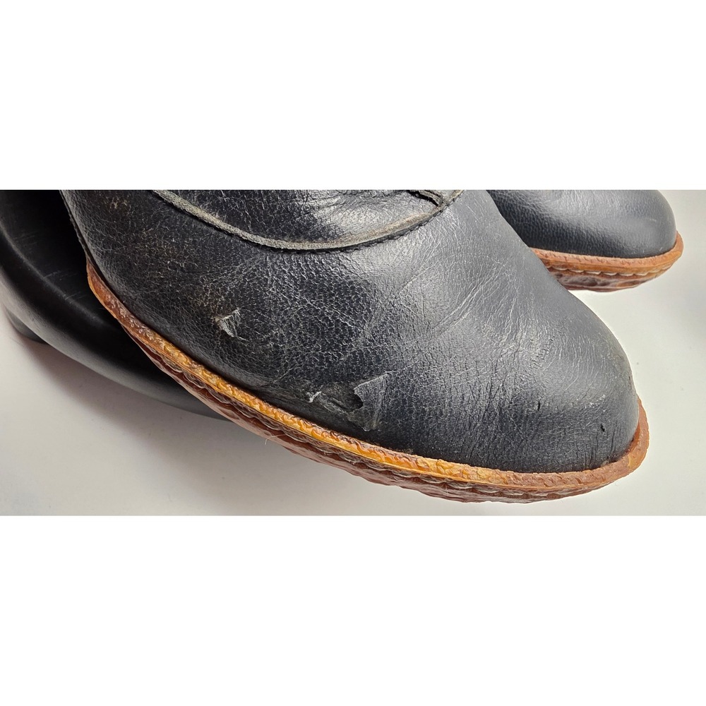 El Naturalista Black Leather Ankle Boots Sculpted Heel EU 37 Yellow Stitching - Picture 3 of 8